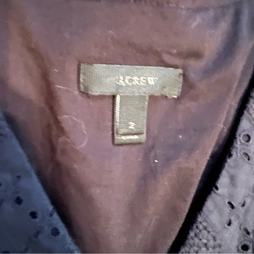 J Crew size 2 blue black eyelet midi dress - Picture 4 of 9